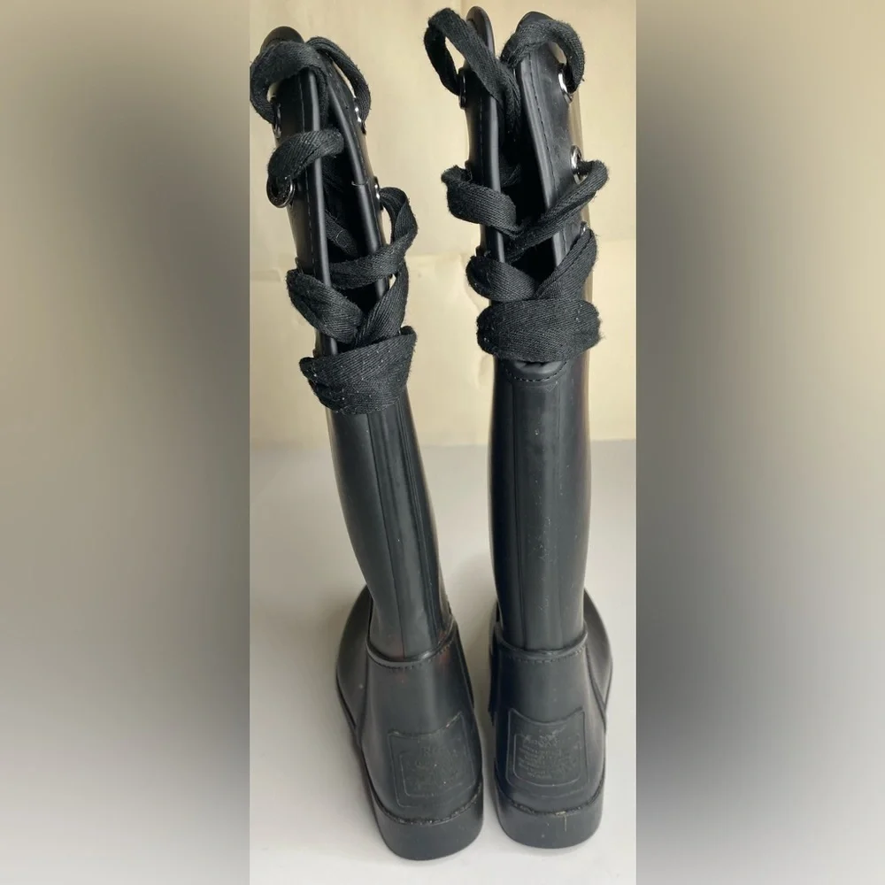 Coach Tristee Matte Black Signature Lined Rain Boots - Women’s Size 8b
